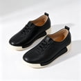thumbnail image 4 of DENTOYOU Womens Walking Shoes PU Leather Fashion Tennis Shoes Non-Slip Casual Sneakers for Women Black 38, 4 of 5