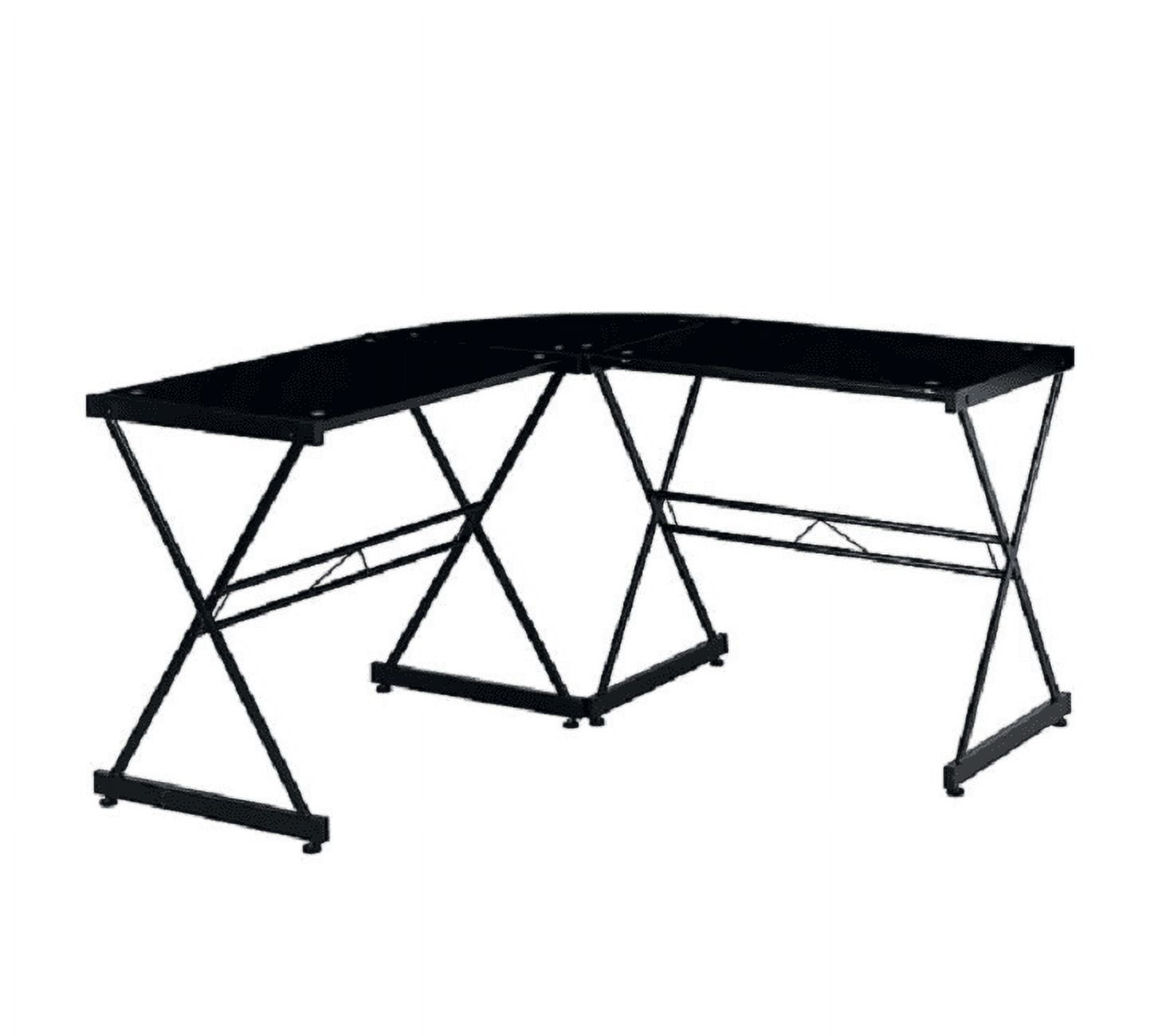 Techni Mobili RTA-3805L-WHT L-Shaped Glass Computer Desk, Black