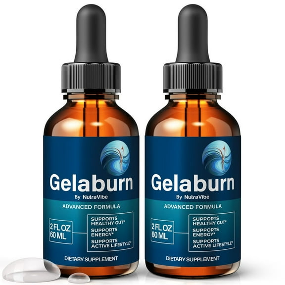 (2 Pack) Gelaburn Drops – Gentle Gut & Digestive Support Formula for Balance & Wellness | Easy-to-Use Liquid for Everyday Use (60 Servings)
