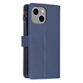 thumbnail image 3 of SaniMore for iPhone 14 6.1" 2022 Business Case, Full Body Protective PU Leather with Zipper Purse + Card Holder Flip Kickstand Lanyard [Shockproof TPU Shell] Vintage for Men WomenBlue, 3 of 9