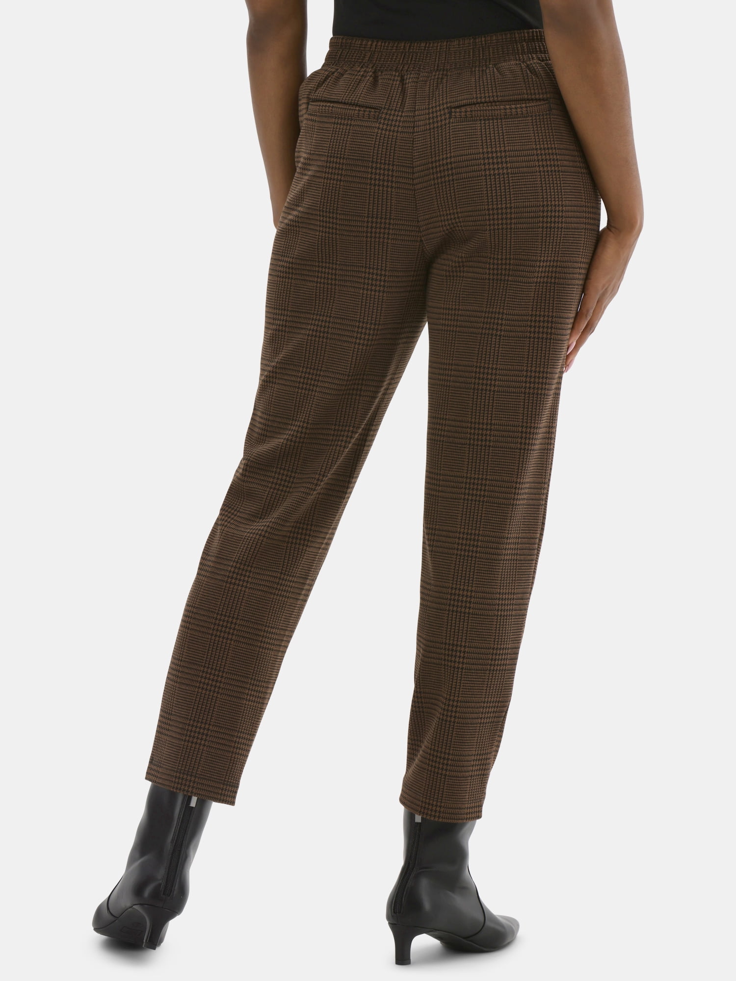 Time and Tru Women's High Rise Tapered Drawstring Pants with Pintuck, 27" Inseam, Sizes XS-XXL