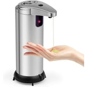 Automatic Soap Dispenser, Touchless Auto Soap Dispenser Electric Infrared Motion Stainless Steel Adjustable Hands Free Sensor Soap Dispenser with Waterproof Base for Bathroom Kitchen Hotel