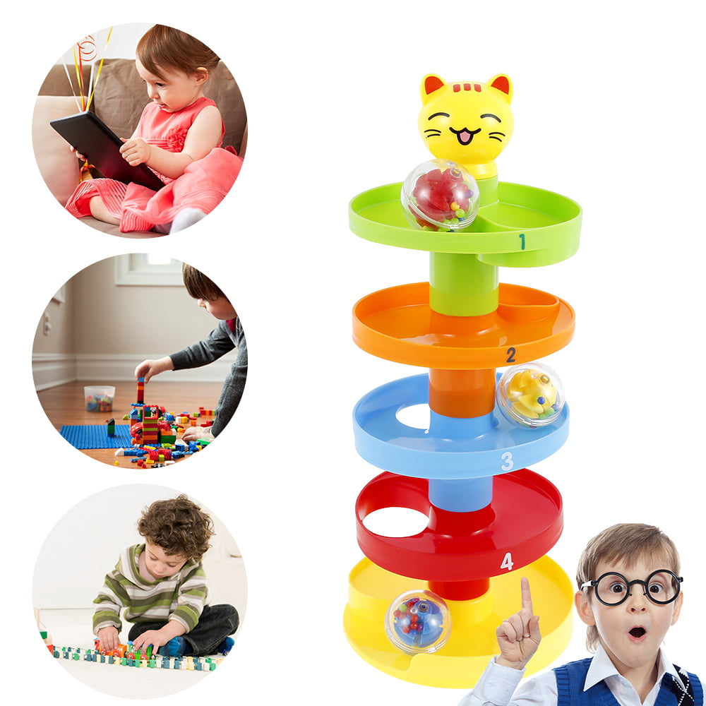 5 Layer Ball Drop and Roll Swirling Tower for Baby Toddler 