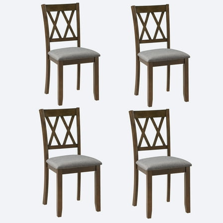 Wooden Dining Chairs Set of 4, Only Chairs, Padded Seat, Upholstered Side Chairs, for Dining Room/Living Room, Walnut