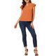 thumbnail image 2 of BLUSA DE TRABAJO DE MUJER CON CUELLO EN V Y MANGAS CORTAS SÓLIDA INSPIRE CHIC XS NARANJA, 2 of 6