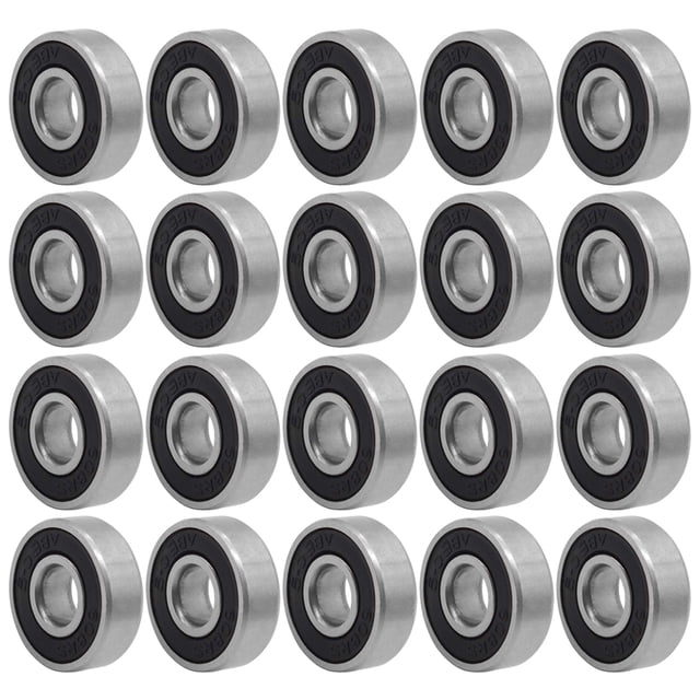 Milisten 20 Pcs 608 2RS Roulement de Roue de Patin à Roues Alignées Antirouille Roulement de Roue de Planche à Roulettes Scellé ABEC-9 (Noir)