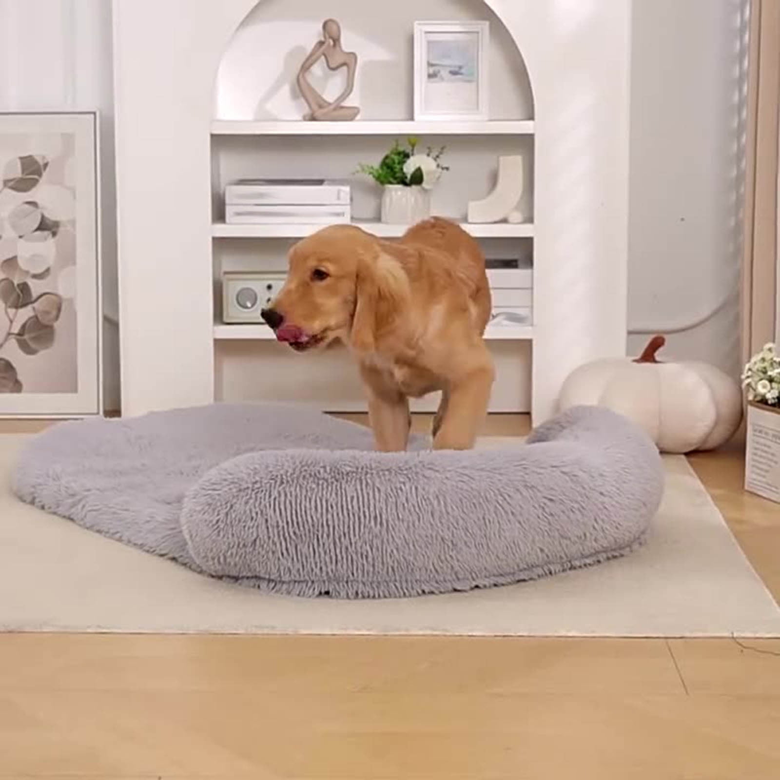 KMWGRE Orthopedic Memory Foam Dog Bed with Removable Washable Cover and Non- Bottom for Comfort and Support Grey 100x75cm