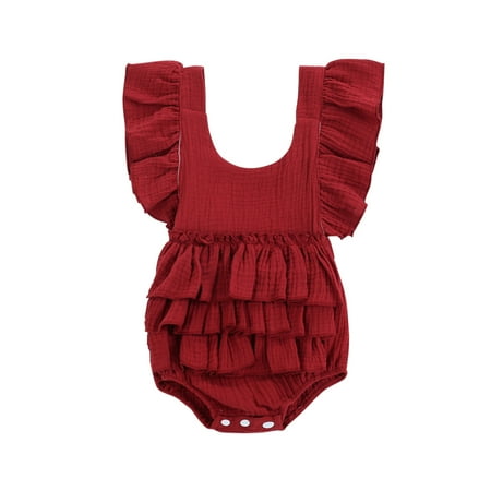 

TAIAOJING Baby Romper Clothes Sleeveless Bodysuit Ruched Solid Girls Girls Romper&Jumpsuit Onesie Outfit 9-12 Months