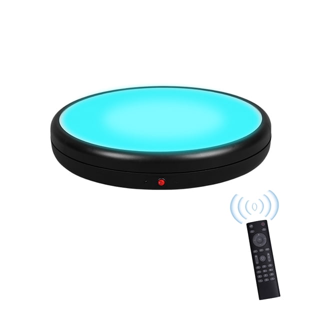 Graflsoa 17.7-Inch Motorized Rotating Display Stand with RGB Lighting, 360° Rotation, 100kg Capacity, Remote Control, Low Noise, Black, 110-250V (4545ALF)