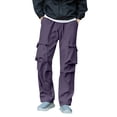 thumbnail image 2 of Pantalones largos para hombre, para exteriores, impermeables, a la moda, lisos, informales, con cintura elástica y bolsillos, pantalones cargo para hombre., 2 of 3