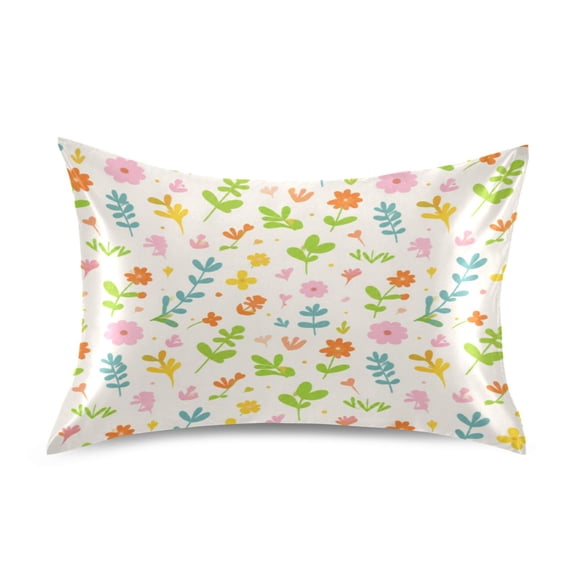 Satin Pillow Case Envelope Pillow Covers Standard Size Soft Pillow Cases for Bedroom, Bright Florals Printed