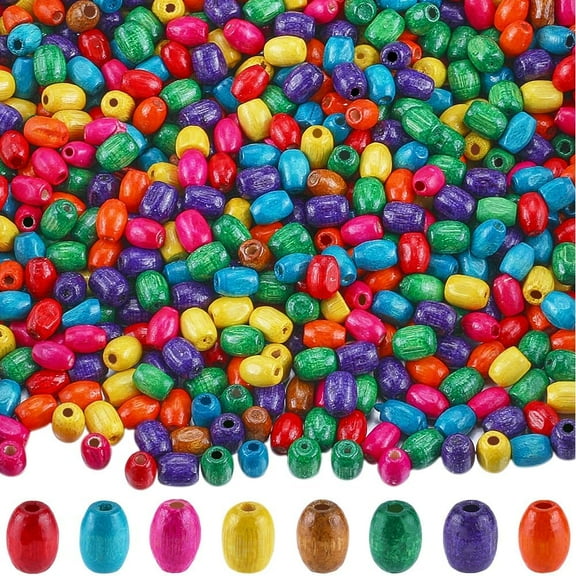 1200PCS 8 x 5MM Colorful Wood Beads Oval Barrel Natural Painted Wooden Spacer Loose Beads Bulk Assorted Color DIY Craft Project Decoration