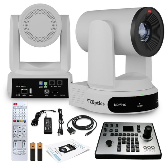 PTZOptics Move 4K SDI/HDMI/USB/IP PTZ Camera with 30x Optical Zoom (White) (PT30X-4K-WH-G3)   PTZOptics PT-JOY-G4 Joystick Controller