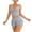 Light Blue, variant on SwiftWear Women's V-Neck Sleeveless Pajama Set - Soft Open Front Sleepwear & Loungewear Cooling Cropped Camisole with Matching Shorts Sleepwear with Ruffle Trim Blue