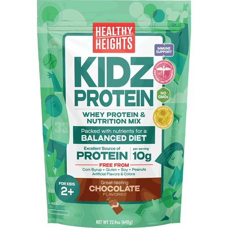 Healthy Heights KidzProtein, Shake Mix Powder, Chocolate, 10g Protein, 1.43lb