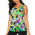 thumbnail image 2 of Haiem Colorful Tie Dye Stained Glass Workout Tank Tops for Women, Athletic Sports Slim-Fit Tank Tops, Compression Sleeveless Dry Fit Shirts,Athletic Shirt-X-Large, 2 of 9