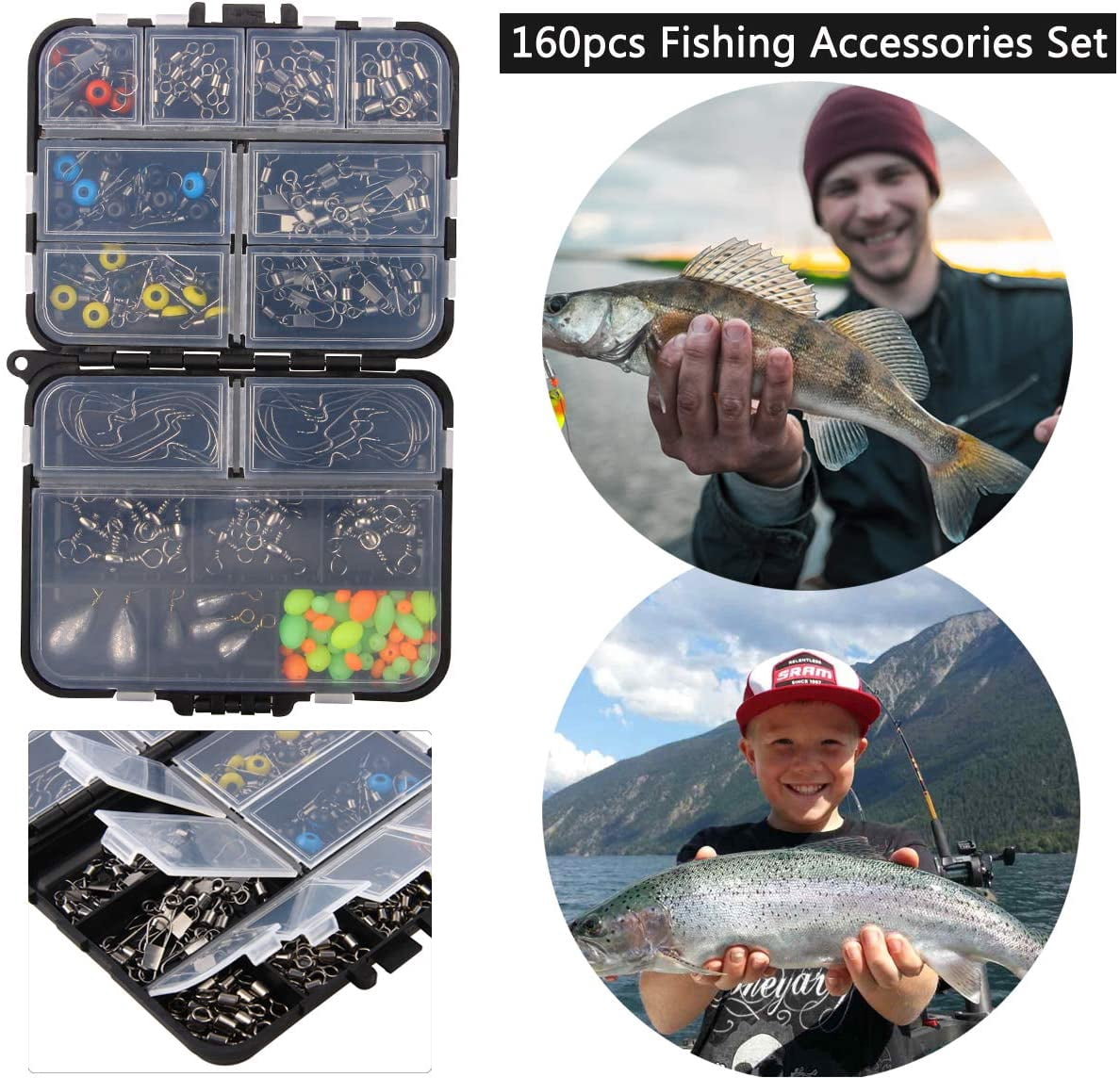 Fishing Snaps Swivels Accessories Tackle Kit, 160pcs Worm Hooks Barrel  Swivels Crossline Three Way Swivels Weights Fishing Kit for Bass Trout  Freshwater Saltwater - Walmart.com