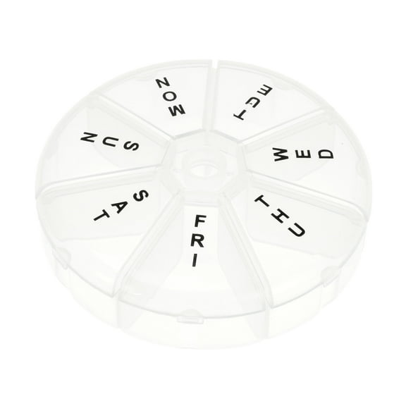 Unique Bargains 1 Pc 7 Grids Round Pill Box for Travel Clear