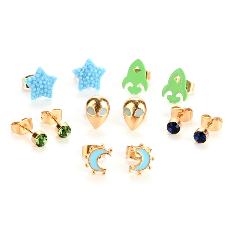 全新 Claire set tops AM1335 Claire's Girls' Unicron Play Critter Happy Stud Earrings Set