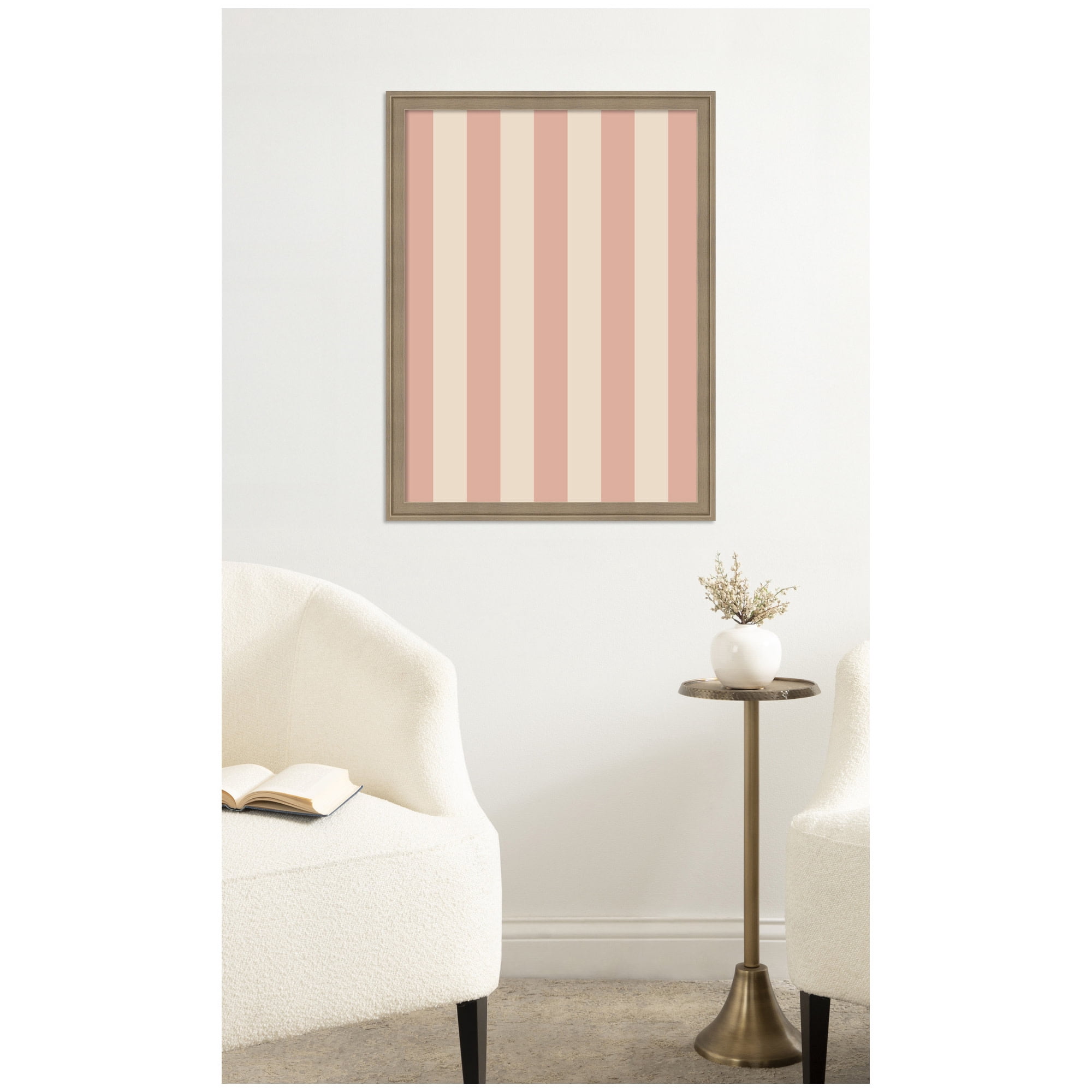 Kate and Laurel Framed Fabric Pinboard 20 x 26,  Printed Linen Classic Bulletin Board for Use as a Vision Board or Wall Organization, Florence Light Brown Frame