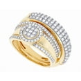 thumbnail image 2 of Sparkle Jewels Women's 14K Gold Finish Wide Band CZ Cluster Ring Set Bold Statement Trio Wedding Jewelry, 2 of 6