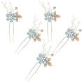 thumbnail image 3 of Bridal Hair Combs, 5PCS Wedding Hair Pins Set Crystal Flower Hair Clips Bride Bridesmaid Hair Sides Comb Rhinestone Barrettes, Pearl Flower Hair Pins Hair Accessories for Women Girls (Light Blue), 3 of 4