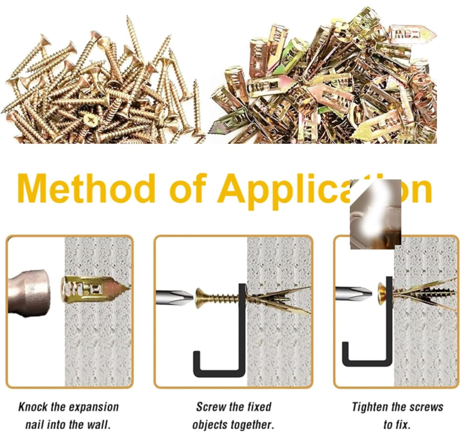 Self-Drilling Anchors Screws, 2024 Expansion Screws Set Premium Drywall Anchors and Screws Kit, Easy Application No Drill or Holes in Wall Zinc Plated Steel Self-Drilling Anchors (150, 0.47 * 1.37")