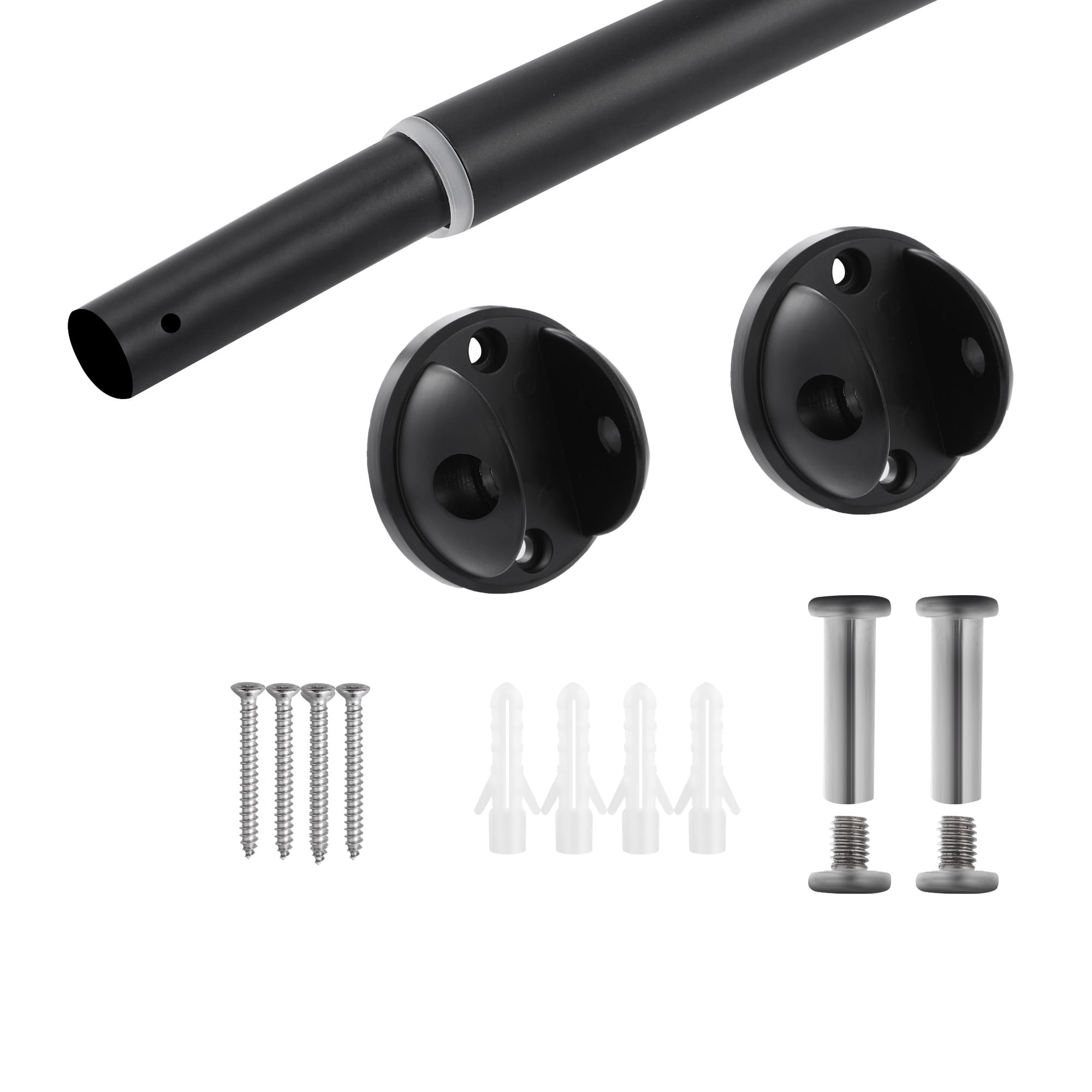 Adjustable Curved Shower Rod, 44-Inch to 66-Inch, Design House Shower Curtain Rod, Expandable, Matte Black, WM758281