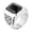 Silver Black Stone, variant on Men's Stainless Steel Big Square Onyx Gemstone Signet Ring Sign Engraved Party Tumb Band Silver Red Stone Size 9
