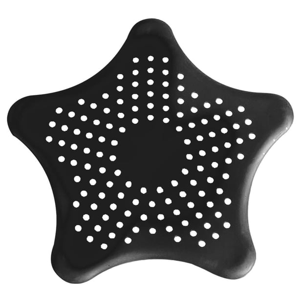 Naiovety Colador de fregadero de estrella de cinco puntas de silicona para cocina, filtro de baño, desagües de suelo, coladores de filtro de Juegos de accesorios de baño Negro