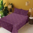thumbnail image 2 of Ambesonne Art Deco Fitted & Flat Sheet with Shams 4 Pcs Set, Plum Tone Classic Scales, Queen, Plum and Sand Brown, 2 of 5