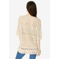 thumbnail image 2 of Roaman's Women's Plus Size Fringed Crochet Sweater, 2 of 5