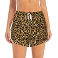 thumbnail image 2 of Vsdgher Gold Glitter Leopard Print Women's Running Double Layer Shorts High Waisted with Pockets Elastic Yoga Workout Athletic Gym Sports, 2 of 8