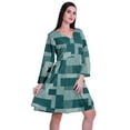 thumbnail image 3 of Moomaya Designer Printed Short Flared Dress Full Sleeve Velvet Tunic Dresses For Women, 3 of 7
