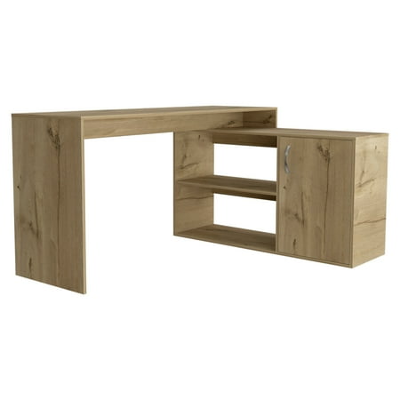 UPC: 7707062397484 | TUHOME Axis Modern L-Shaped Computer Desk with Open & Closed Storage Light Oak