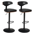 thumbnail image 1 of Gymax Set de 2 Tabourets en Bois Courbé Réglables en Hauteur Tabouret de Bar Pivotant Rembourré Noir, 1 of 10