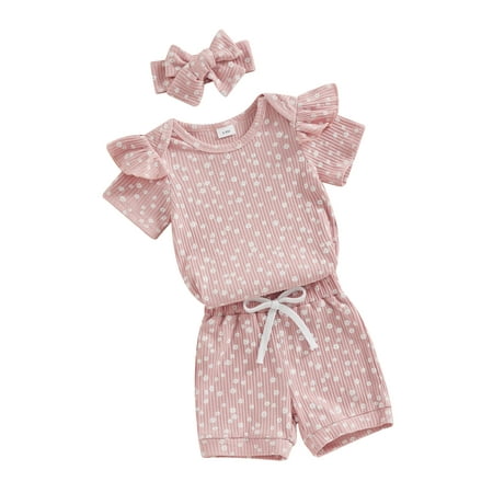 

Mioliknya Baby Girls Shorts Outfits Floral Short Sleeve Romper Shorts Heaband