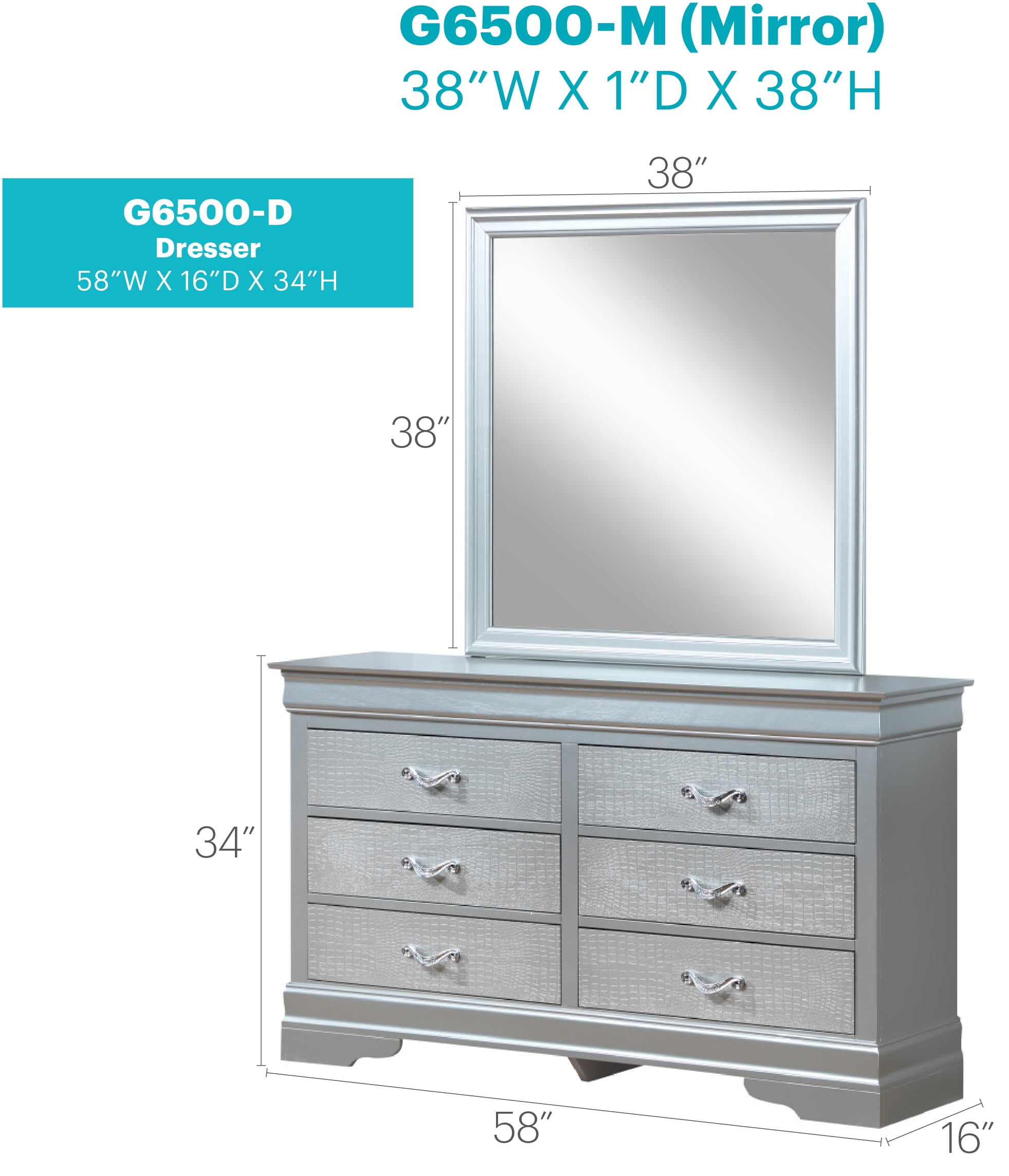 Glory Furniture LouisPhillipe G2150-D Dresser , Black