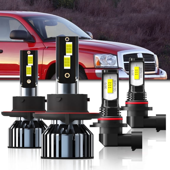 Fit for 2005-2009 Dodge Dakota LED Headlight Bulbs,9008/H13 High/Low Beam 9145/9140 Fog Light Headlight Bulbs,Plug and Play,Pack of 4