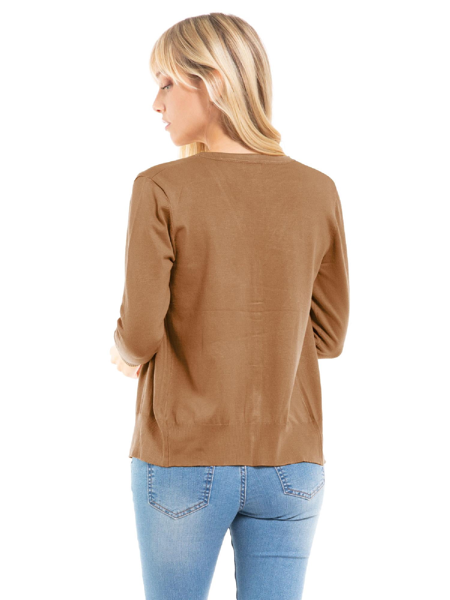 Made by Olivia Women's Classic Button Down Long Sleeve V-Neck Soft Knit Sweater Cardigan