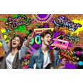 thumbnail image 2 of 7 x 5 ft 90s Backdrop Hip Hop Back to The 90S Graffiti Banner Brick Wall Retro Photography Background Neon Rewind Retro 1990s Dance Adults Birthday Party Decor Banner Portrait Studio Booth Props, 2 of 5