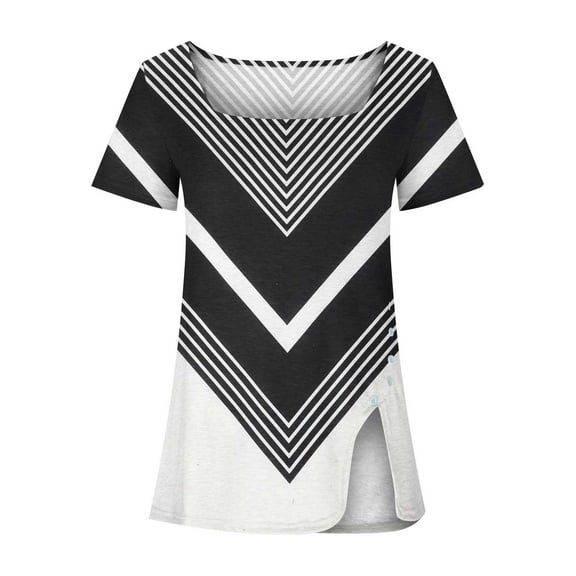 KyCheLot Comfy T-Shirts for Women Summer Lightweight Side Spilt Button Short Sleeve Tunic Tops