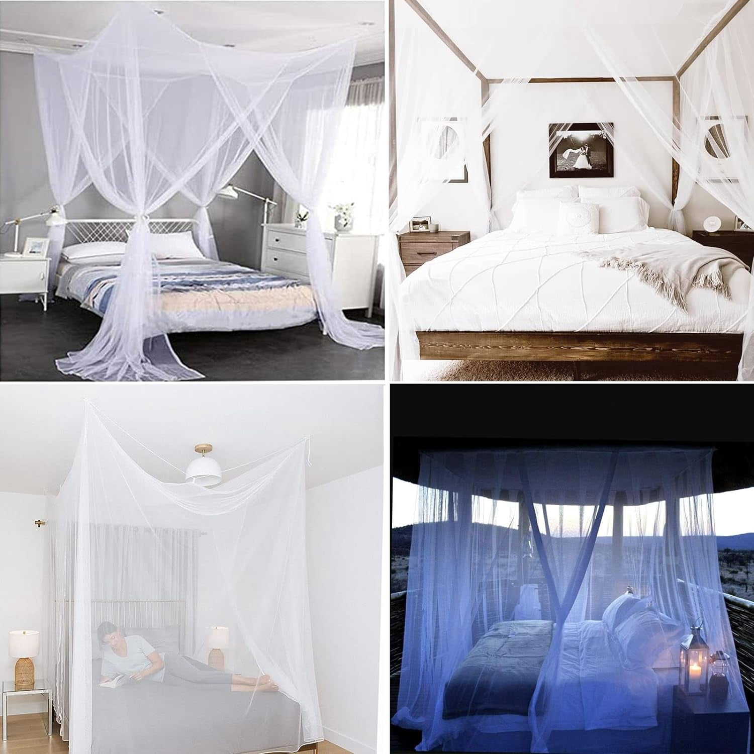 Mosquito Net Bed Canopy for Girls,King Canopy Bed Curtains Queen Size from Ceiling,Dome Mosquito Netting Bed Tent Twin Girls Canopy Bed Decor for Baby Crib,Kid Bed and Adult Beds (Black Square)