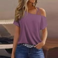thumbnail image 2 of Short Sleeve Tops For Women, Spring Casual Sexy Cold Shoulder Short T-Shirt Top Eyelet Women White Try Before You Buy Womens Clothing Casual Shirts Cropped Tank Tops Casual (XXL, Purple) Unbranded, 2 of 5