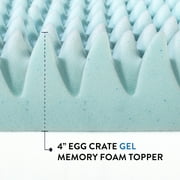 Best Price Mattress 4 Cooling Gel Egg Crate Memory Foam Mattress Topper, Queen