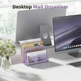 thumbnail image 5 of Mail Organizer for Desk, 3-Slot Mesh Metal Mail Holder countertop, Letter Holder, Office Desktop Envelope and Document Storage Rack (Purple), 5 of 12