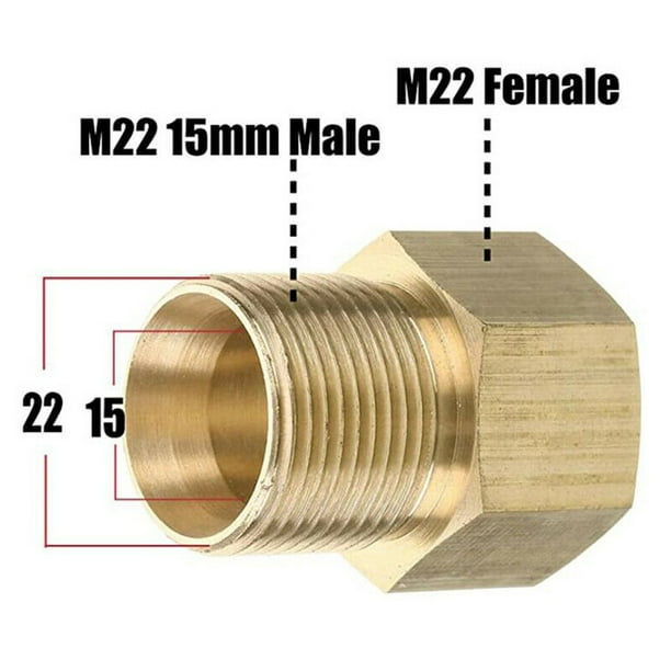 M22 15mm Male Thread To M22 14mm Female Metric Adapter Pressure