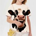 thumbnail image 3 of Xdegoge Kids 3D Laughing Cow Graphic T-Shirt Funny Animal Print Short Sleeve Crewneck Novelty Summer Tees Casual Tops, Size 5-6, 3 of 8