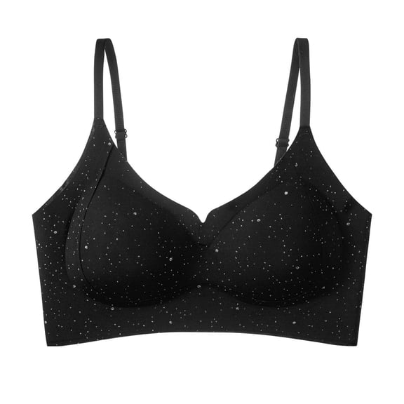 qelini Wireless Push up Bras for Women Seamless Breathable Everyday T-Shirt Bra with Shimmer Detail & Adjustable Straps