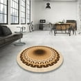 thumbnail image 3 of Ahgly Company Indoor Round Patterned Cardboard Brown Gold Area Rugs, 6' Round, 3 of 6